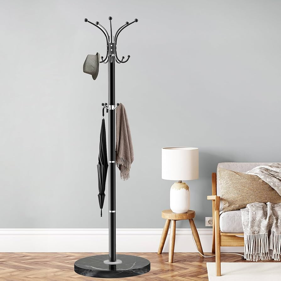 ZOZOE Metal Coat Rack Stand, Modern Coat Rack Freestanding with Natural Marble Base, 360° Rotary... | Amazon (US)