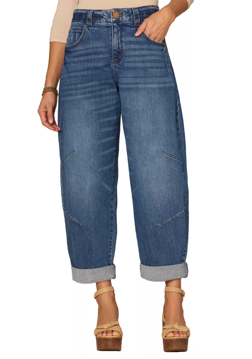 Women's Skyrise Barrel Jeans with Roll Cuff Hem | Belk