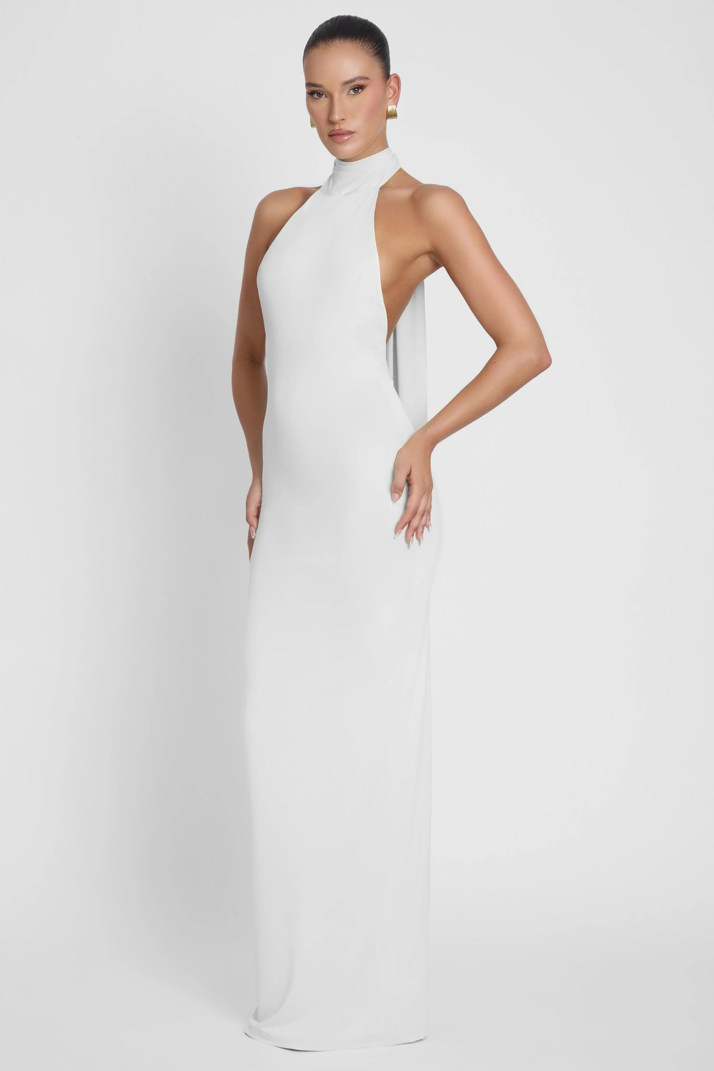 Alaia Drape Maxi Dress - White | LEAU (US)