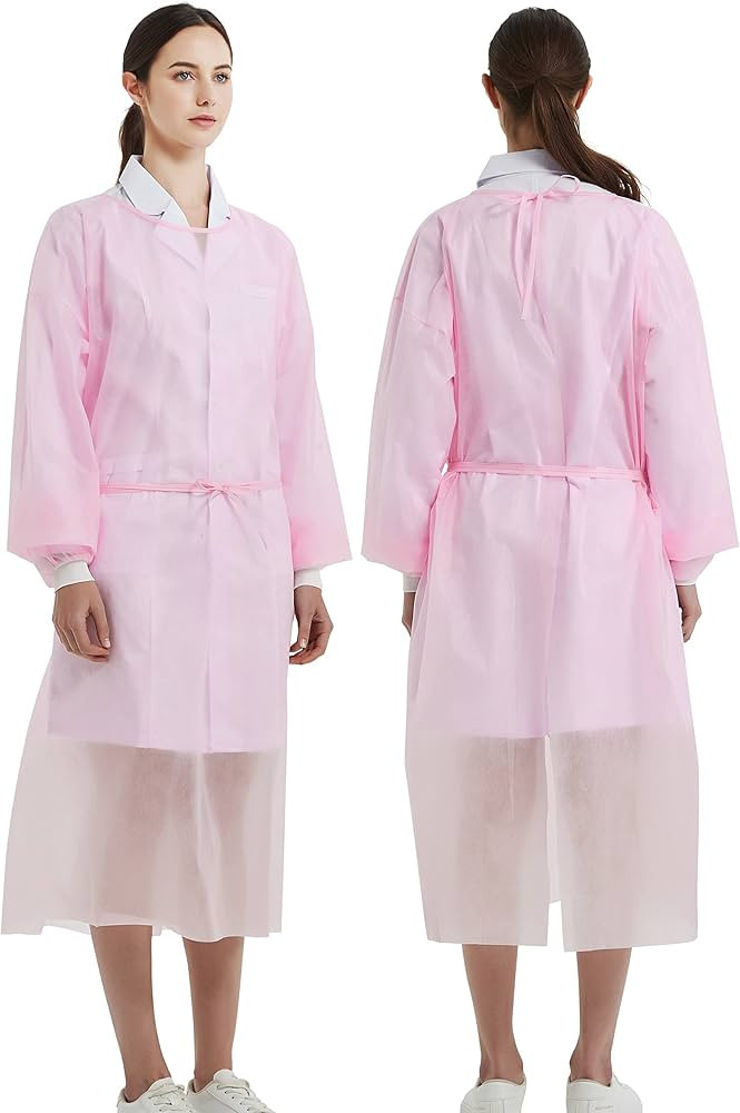 ProtectX (Pink 10 Pack) Disposable Breathable Polypropylene Isolation Gown with Elastic Knit Cuff... | Amazon (US)