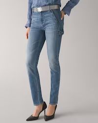 Petite High-Rise Everyday Soft Denim™ Utility Slim Ankle Jeans | White House Black Market