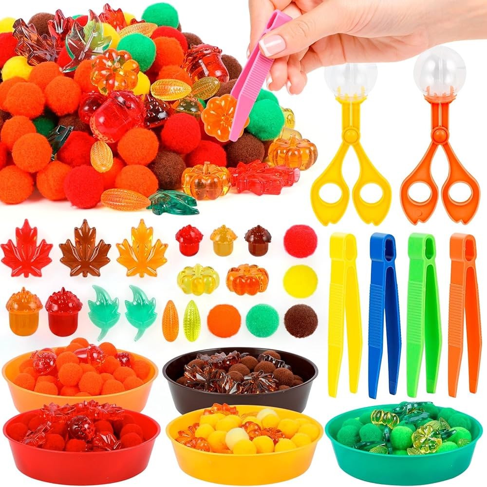 clothmile 261 Pcs Fall Sensory Bin Filler Fall Sensory Bin Items Fine Motor Toys Counting Sorting... | Amazon (US)