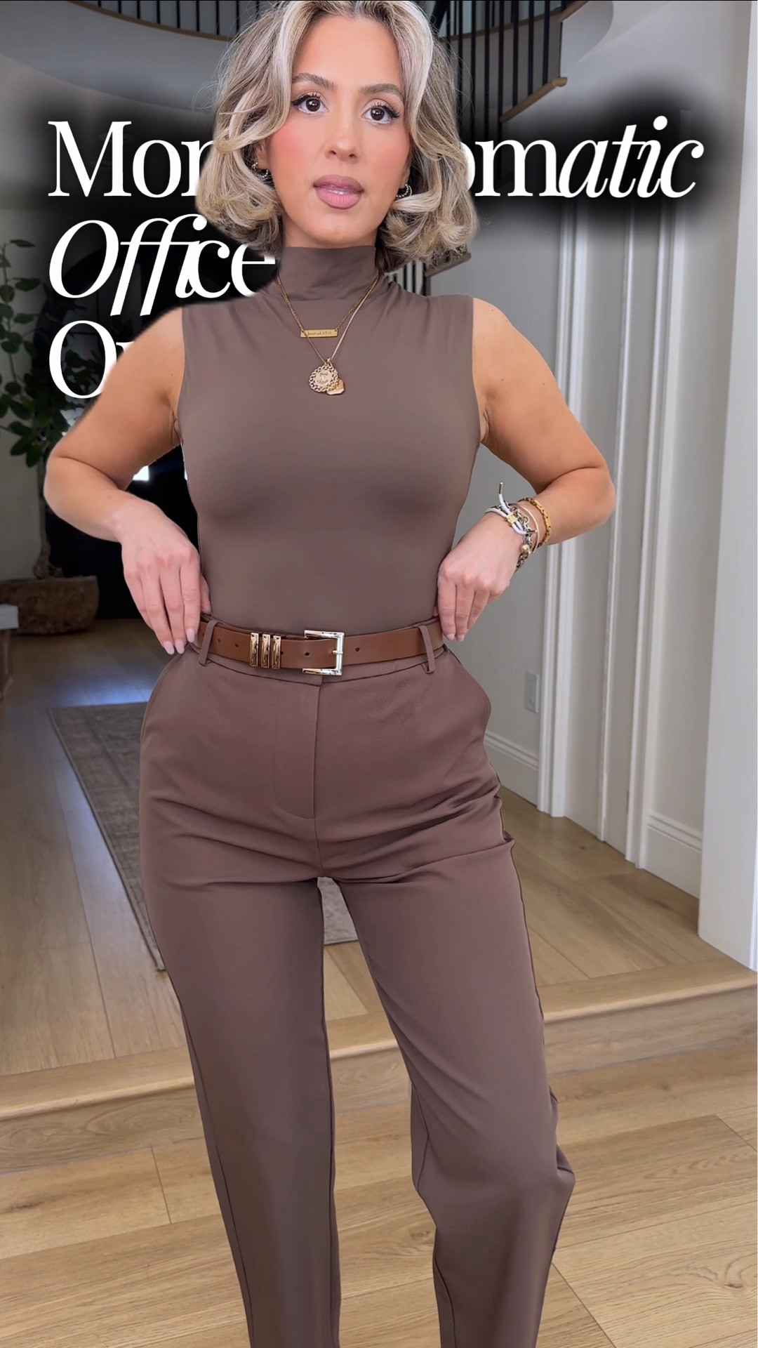 Fall monochromatic OUTFITS OUTFITS 🤎🫶 

✔️XS in bottoms (if XS is not available, then I’m wearing a SMALL) 
✔️The funyyzo trousers are in a small long thin 
✔️Small in all tops

Effortlessly chic monochromatic office outfits featuring affordable Amazon workwear, best-selling trousers, elevated basics, and versatile pieces that make getting dressed for work easy. From business casual to polished everyday office looks, these are tried-and-true wardrobe staples you’ll wear on repeat! 🤎

#LTKOver40 #LTKWorkwear #LTKPetite