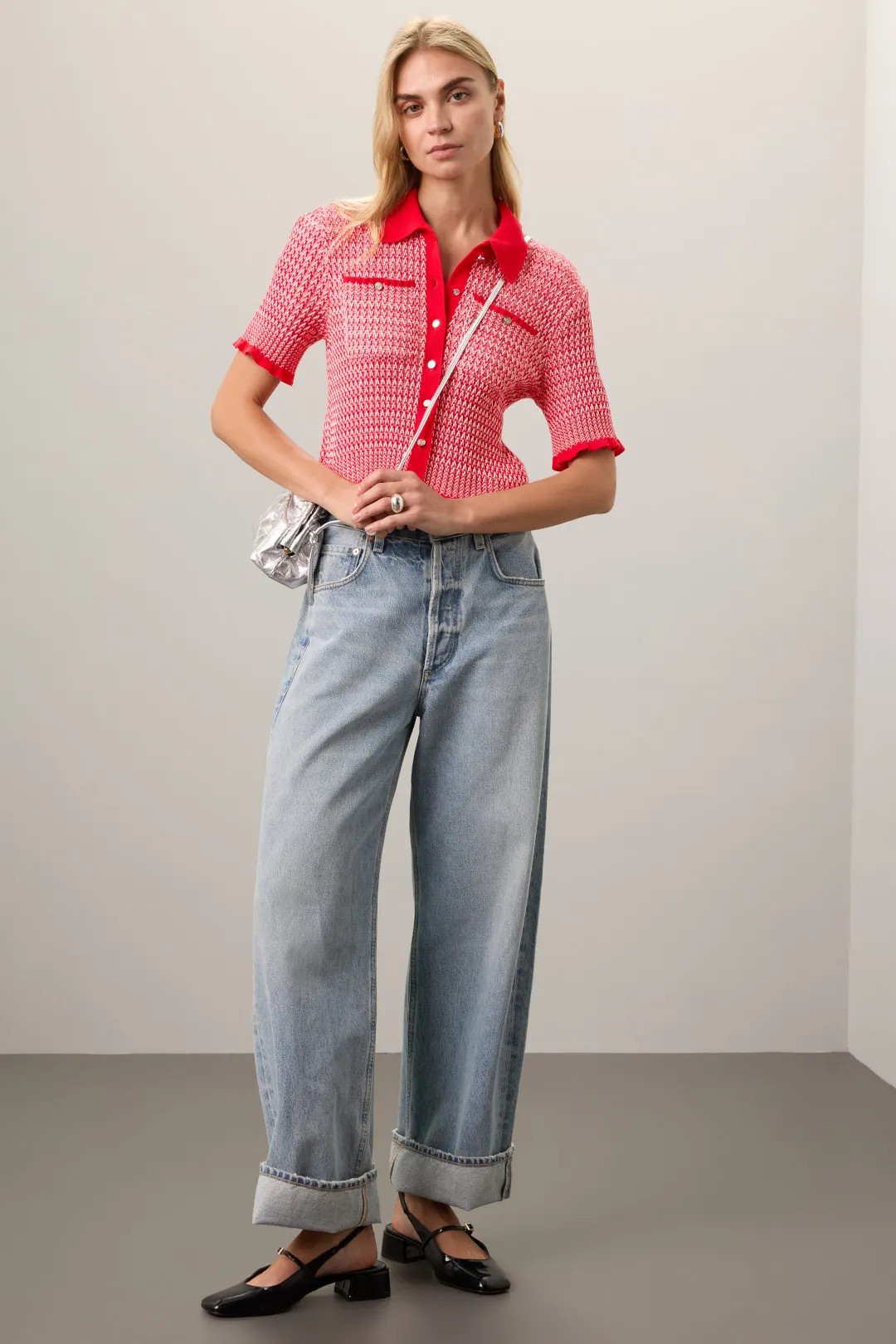 Red Polo Knit Top | Rent the Runway