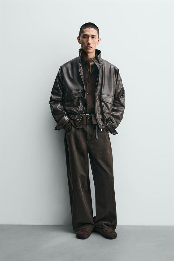 CROPPED FAUX LEATHER JACKET | Zara US