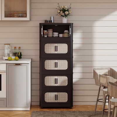 KTMBDW 5 Tier Storage Bins with Lids, Foldable Closet Organizers and Storage with Wheels, Collapsible Storage Boxes for Home-Retro Brown | Target