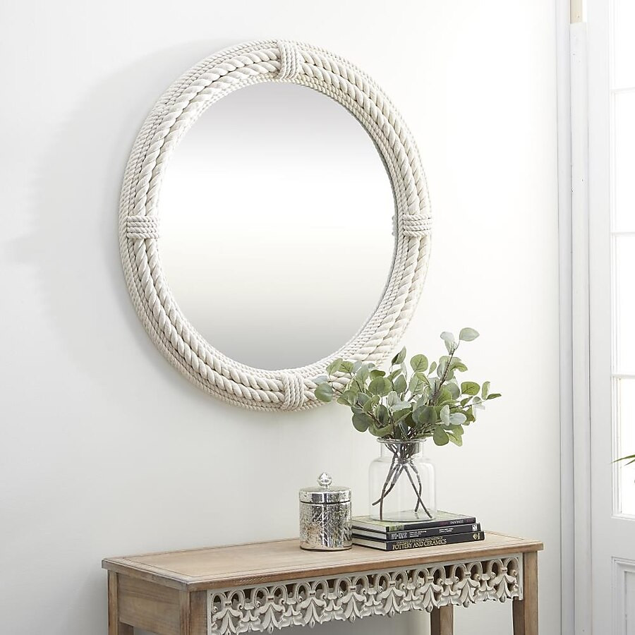Grayson Lane 2.5-in W x 36-in H Round White Framed Wall Mirror Lowes.com | Lowe's