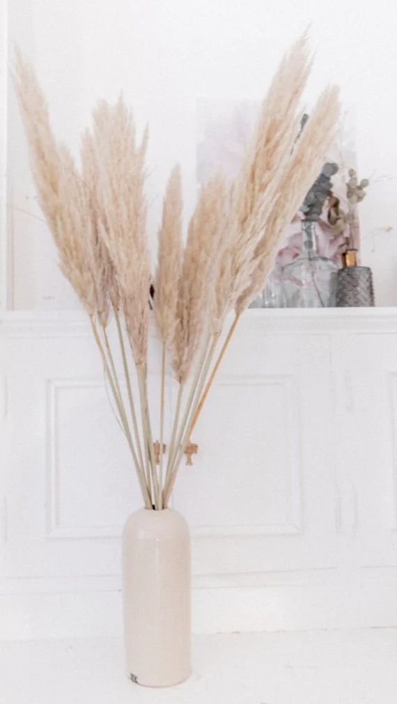 12 Stems Dried Pampas Grass 30" | Dried Flowers For Interior Decoration | Wedding Floral Decorati... | Etsy (US)