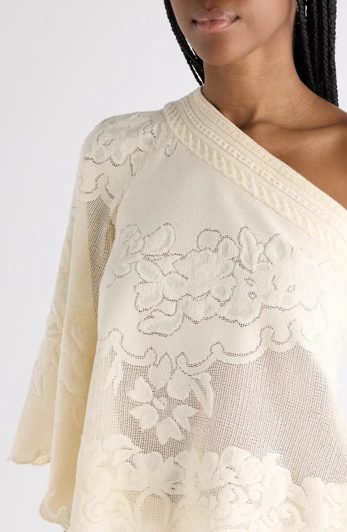Isabel Marant Shilo Cotton Blend Floral Jacquard One-Shoulder Top | Nordstrom | Nordstrom