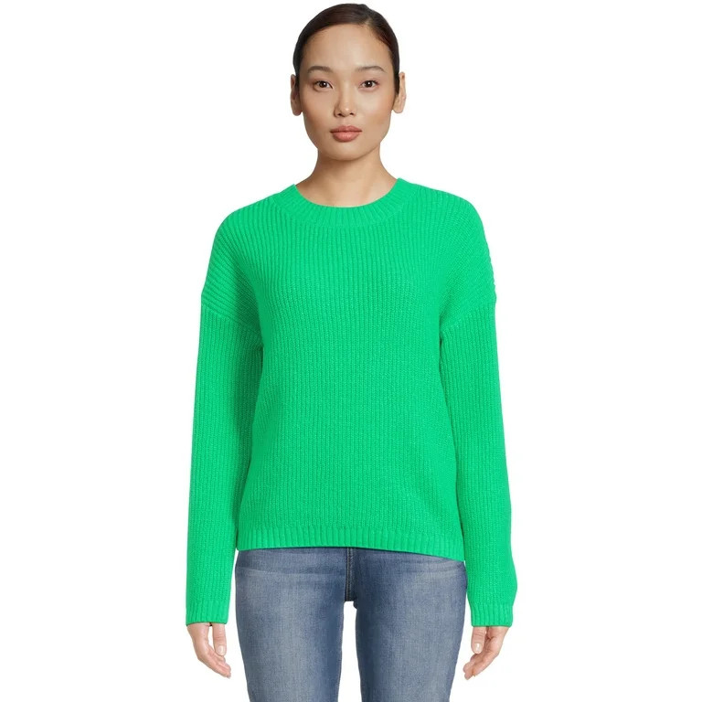 No Boundaries Juniors Shaker Stitch Crewneck Sweater - Walmart.com | Walmart (US)