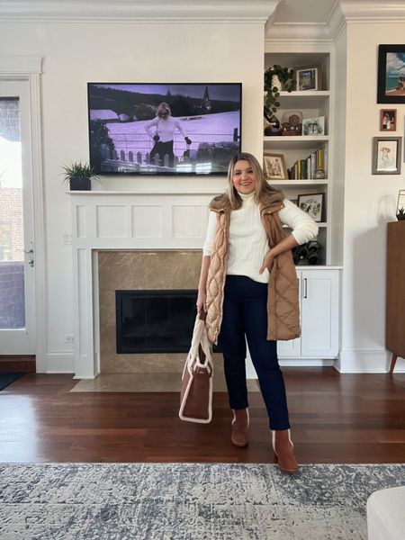 Outfit inspired by The Holiday!
Faux Fur Collar Belted Vest - XS
Turtleneck - Small
Jeans - Petite 4
Shearling Boots - size 7 (I’m usually a 6.5!) 30% off!
Shearling tote - 30% off!

#LTKHoliday #LTKCyberweek #LTKSeasonal