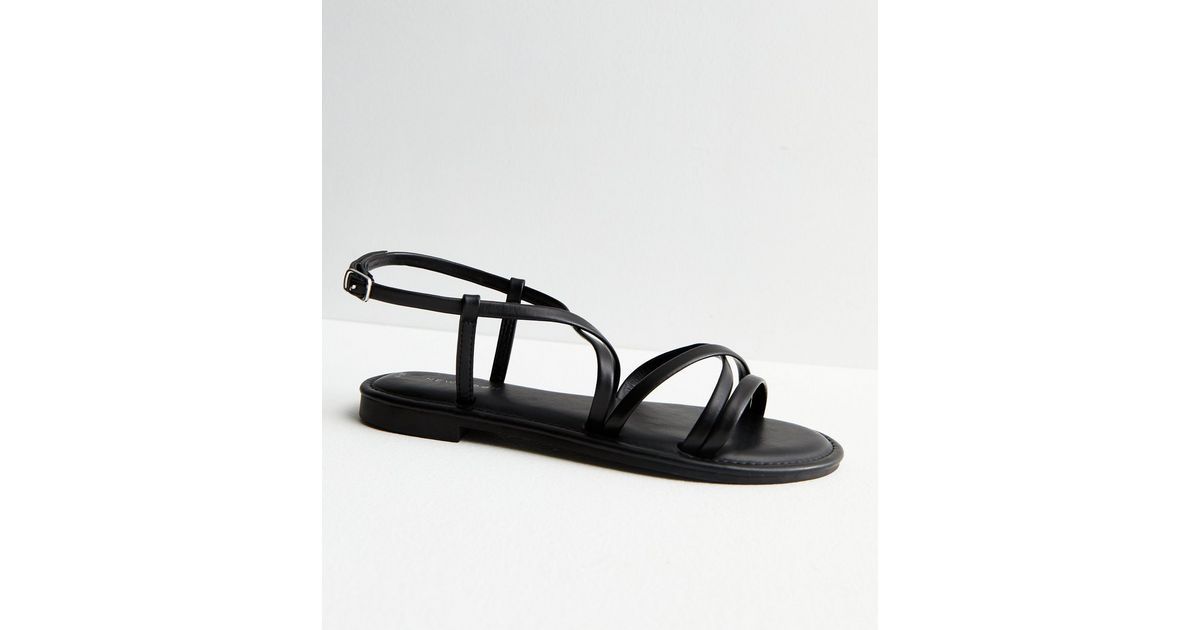 Black Leather-Look Strappy Sandals | New Look | New Look (UK)