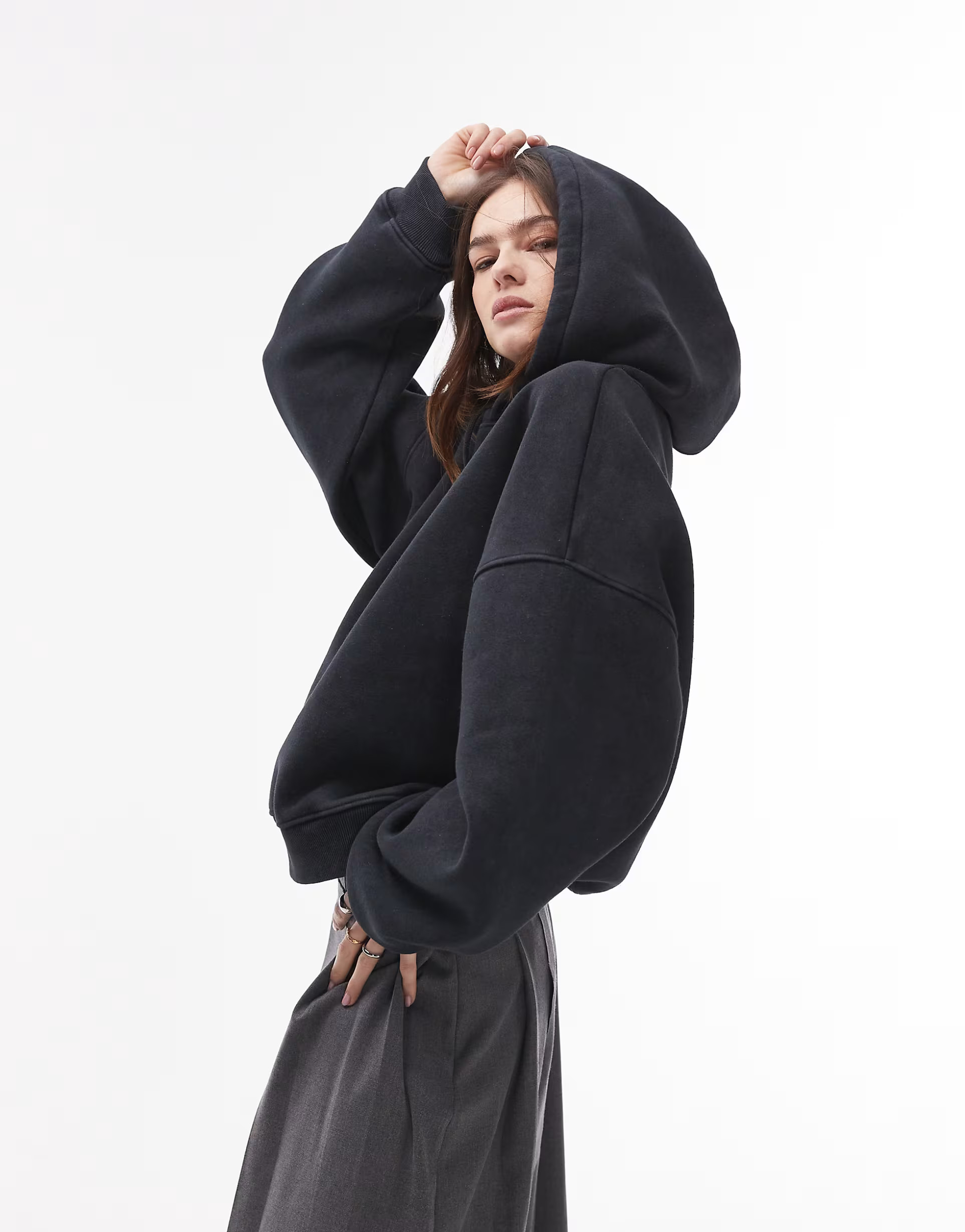 Topshop oversized washed hoodie in grey | ASOS (Global)