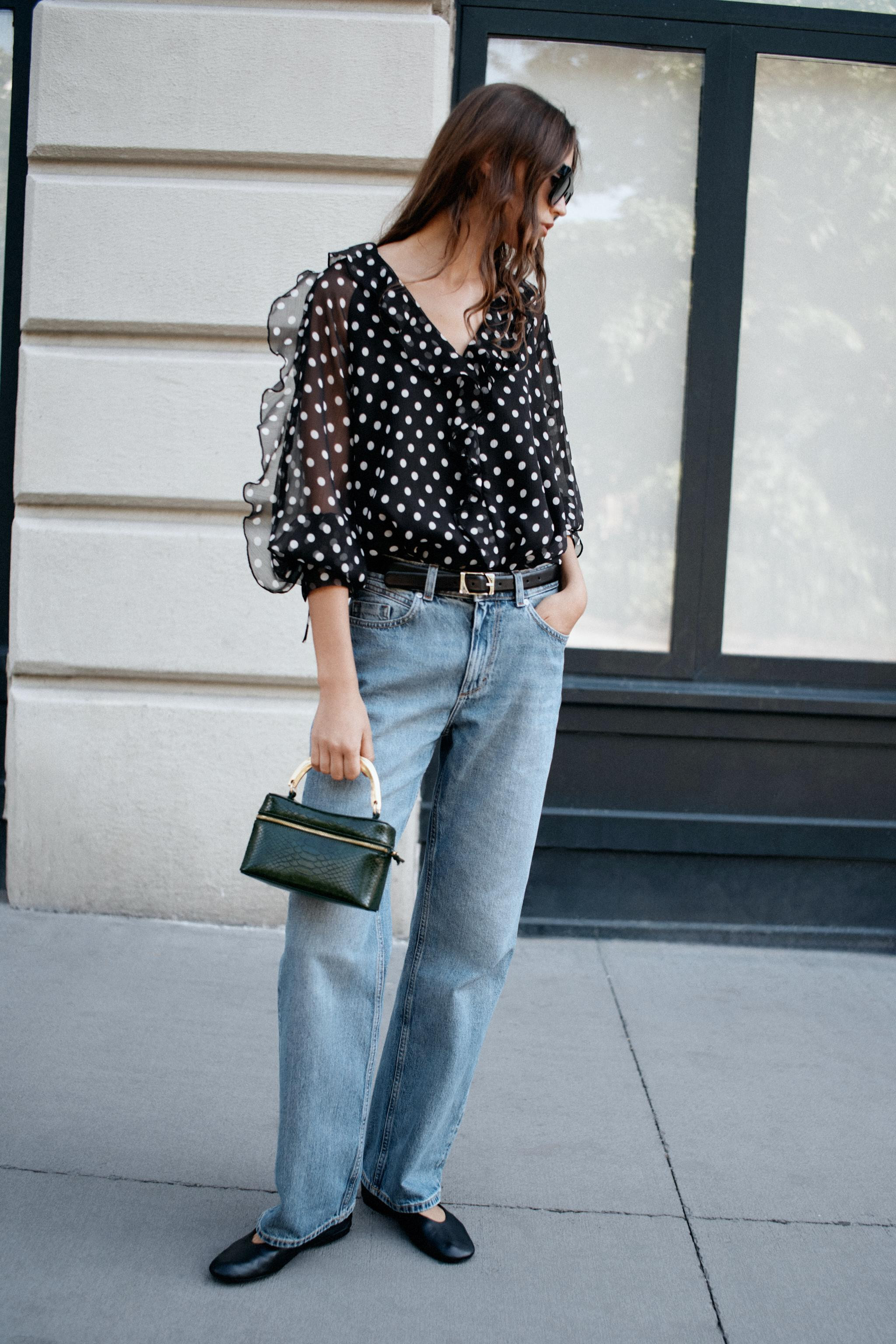 POLKA-DOT RUFFLE BLOUSE | Zara US
