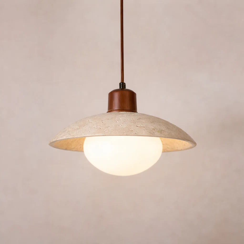 Modern Natural Stone And Wood Pendant Light | Wayfair North America