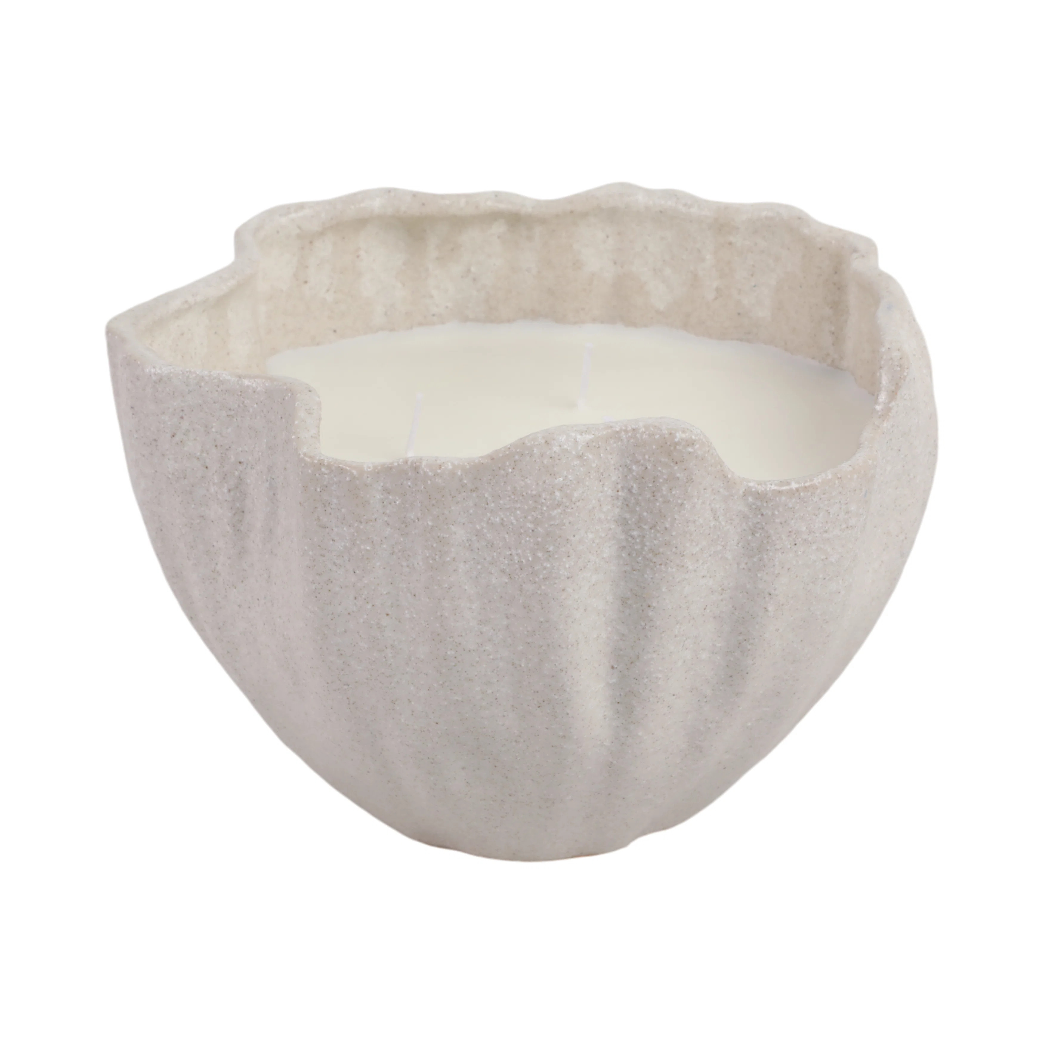 Sagebrook Home 9X9" 48 Oz Grapefruit & Ginger Wavy Candle, Ivory | Perigold