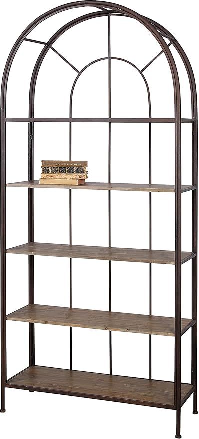 Creative Co-Op Metal Framed 5 Wood Shelves Bookshelf, Rust | Amazon (US)