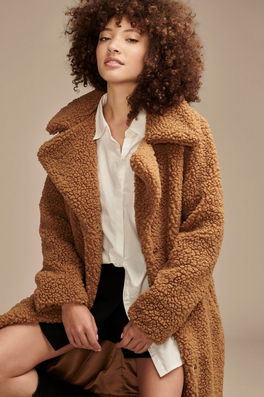DOUBLE BREASTED FAUX SHEARLING COAT | Lucky Brand