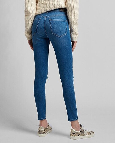 High Waisted Ripped Supersoft Skinny Jeans | Express