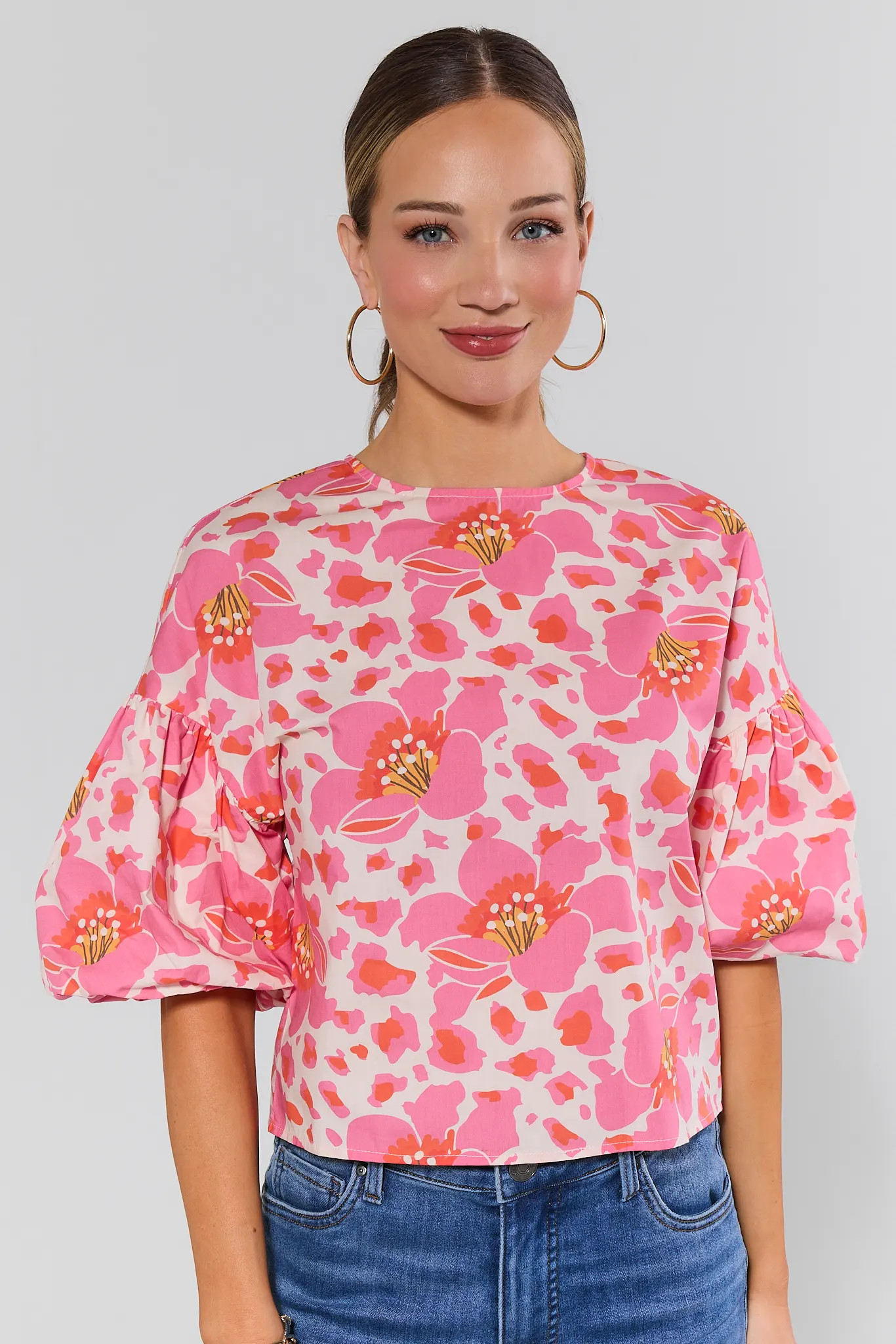 Peyton Pink Floral Print Top | Avara