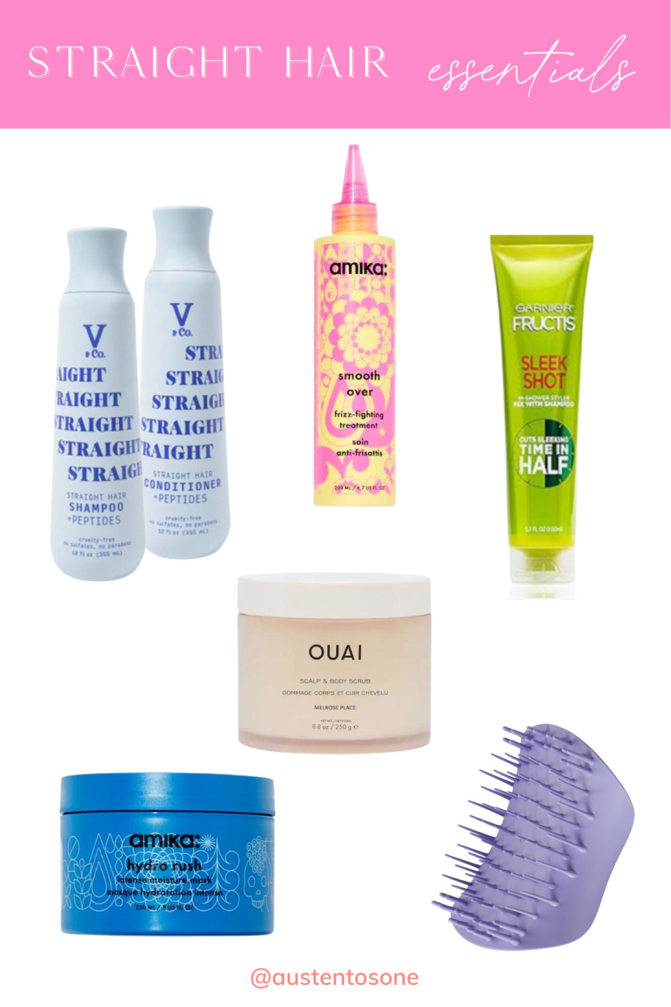 My straight hair in shower essentials. From this V&Co shampoo and conditioner duo designed specifically for straight hair as well as treatments and masks this lineup helps my hair stay happy and healthy  

#LTKBeauty #LTKFindsUnder50