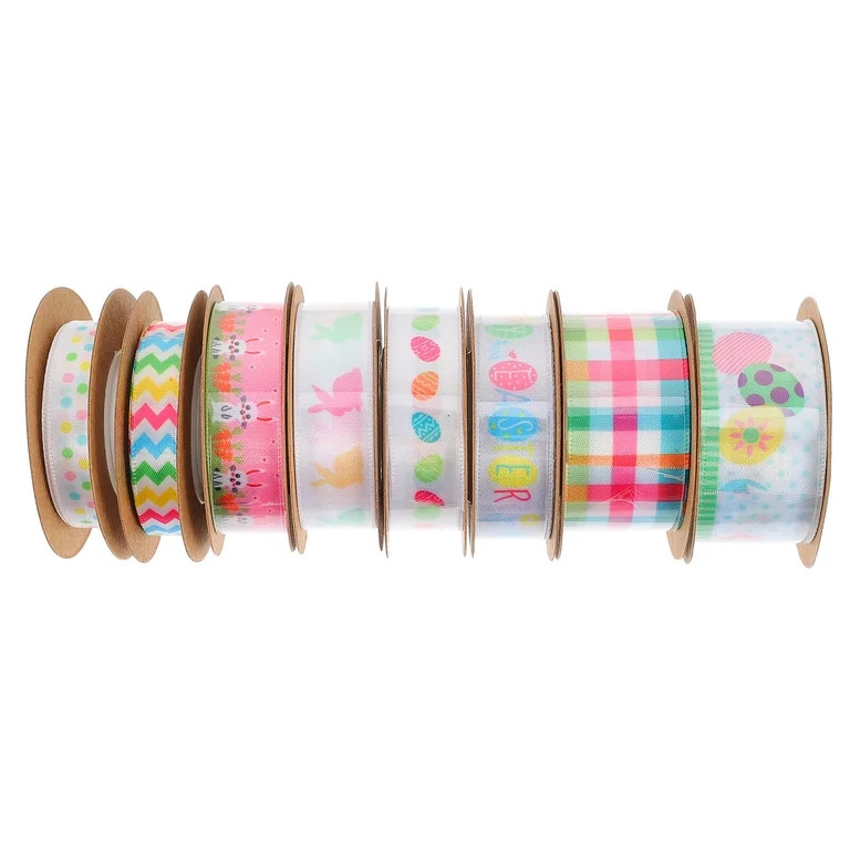 Omeite Easter Egg Bunny Printed Ribbon Gift Wrapping Tape (5 yards per set) 8 rolls | Walmart (US)