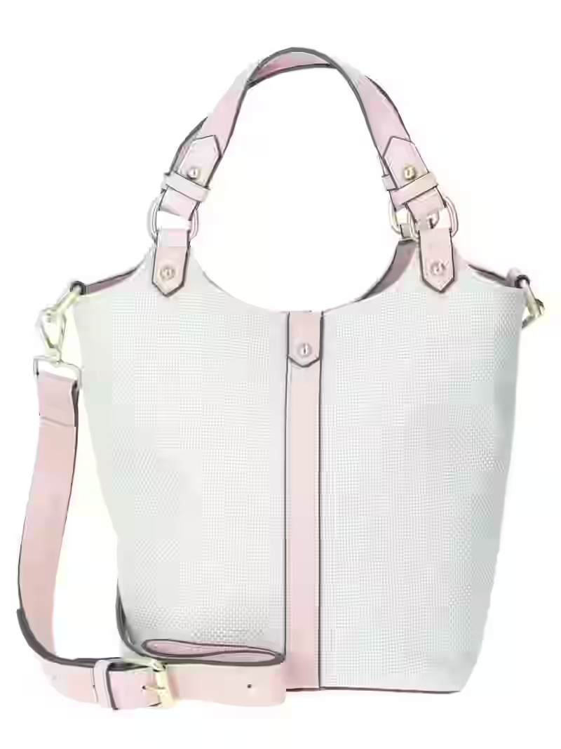 Time and Tru Women's Juniper Bucket Bag, Natural Canvas/Seashell Pink - Walmart.com | Walmart (US)