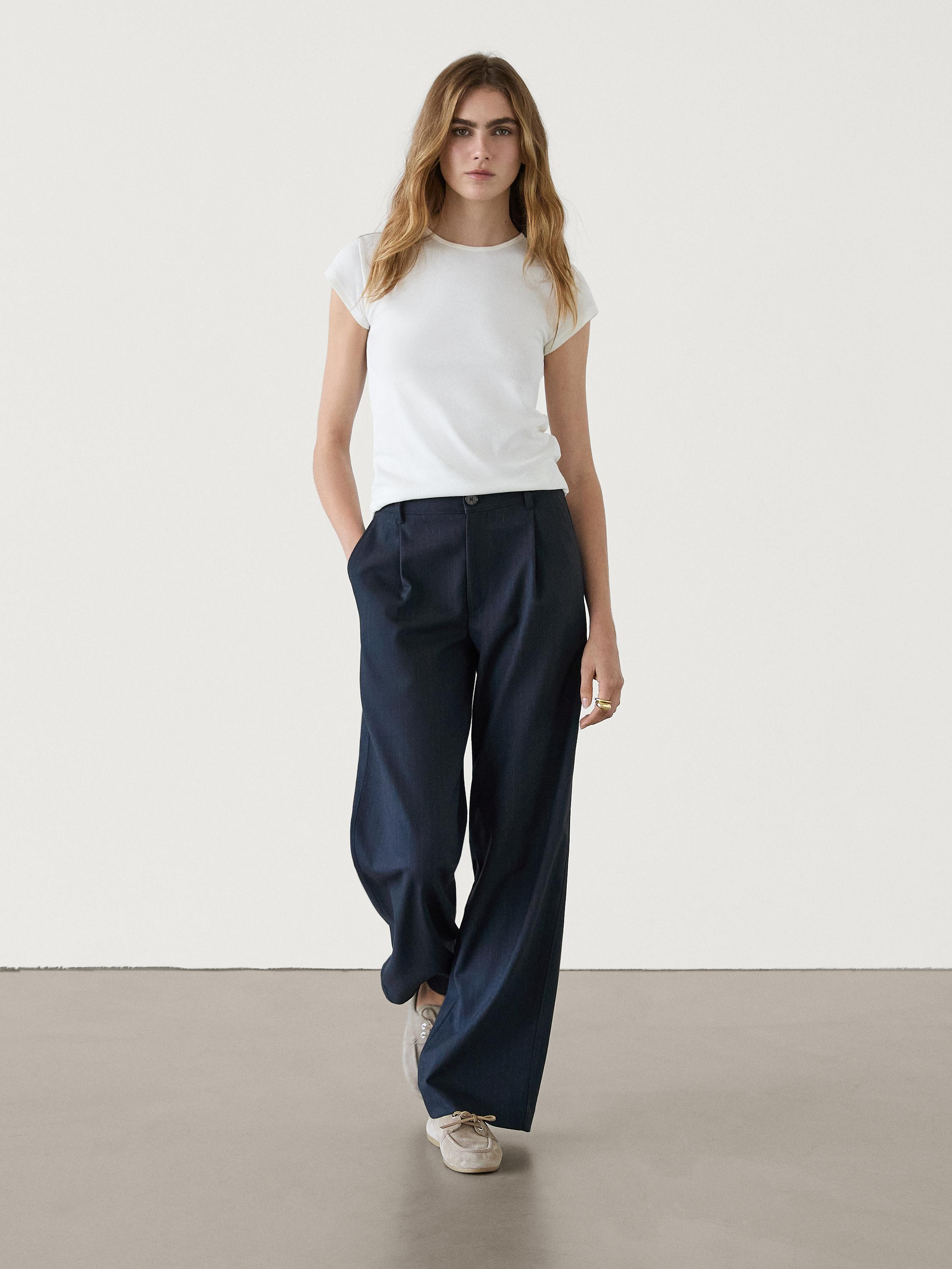 Straight-leg pinstripe trousers | Massimo Dutti US
