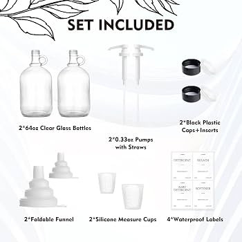 2 Pcs Glass Laundry Detergent Dispenser, Half Gallon Liquid Laundry Soap Dispenser for Laundry Ro... | Amazon (US)