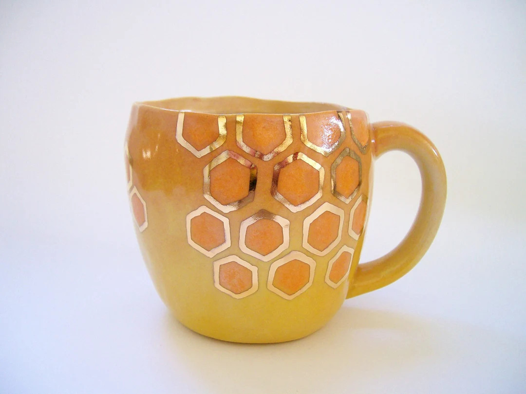 Gold Honeycomb Mug - Etsy | Etsy (US)