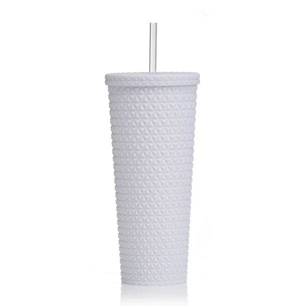 Mainstays MS 26oz Double Wall AS Plastic Textured Tumbler Arctic White | Walmart (US)