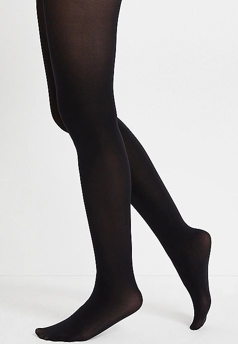Black 40D Opaque Control Top Tights | Maurices