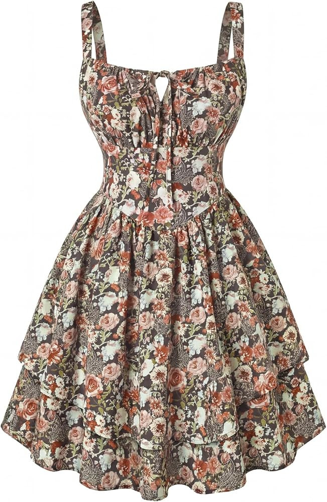 Scarlet Darkness Floral Mini Corset Dress for Women Teen 2026 Summer Spring Flowy A-Line Sundress... | Amazon (US)
