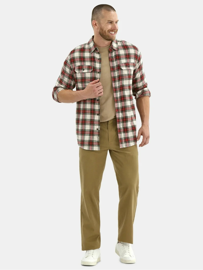 George Men's and Big Men's Double Pocket Flannel Shirt, Sizes XS-3XLT | Walmart (US)