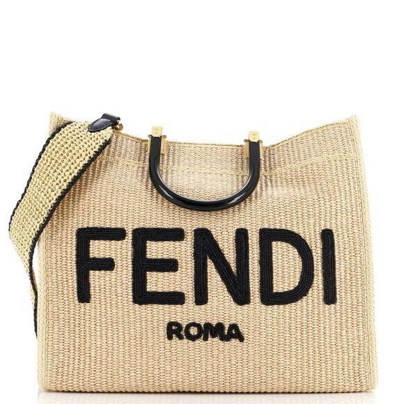 Fendi Sunshine Shopper Tote Woven Raffia Medium Neutral | Poshmark