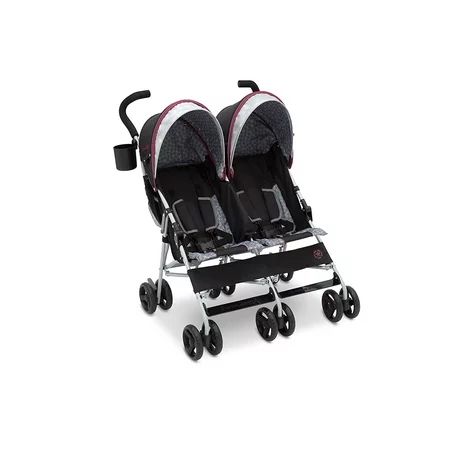 Jeep Scout Double Stroller, Lunar Burgundy, Extendable canopies with sun visors; 5 point safety harn | Walmart (US)