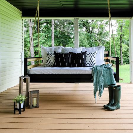 Outdoor swing bed, front porch, outdoor furniture 

#LTKstyletip #LTKSeasonal #LTKhome