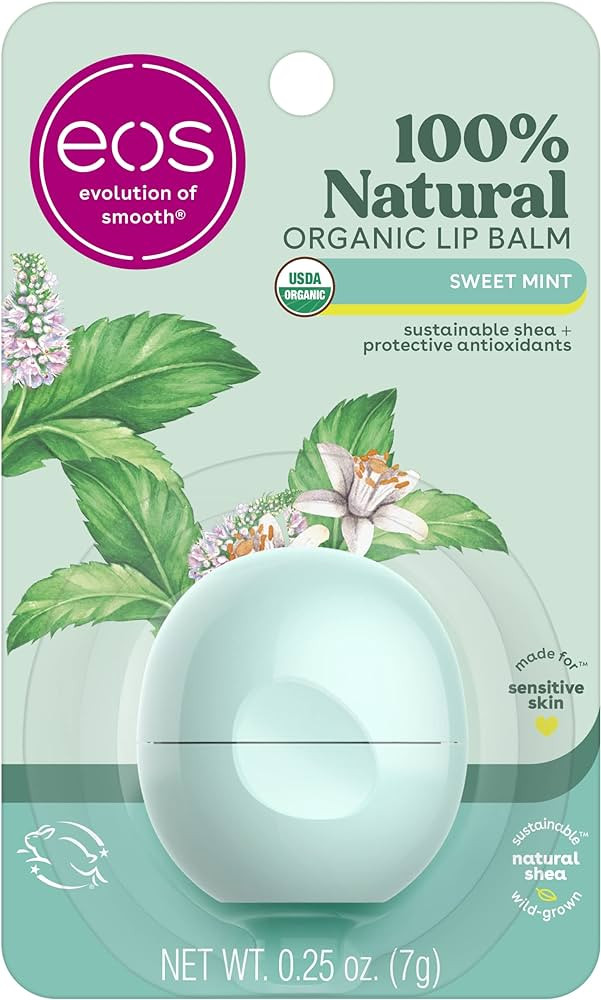 eos 100% Natural & Organic Lip Balm- Sweet Mint, Dermatologist Recommended, All-Day Moisture, Mad... | Amazon (US)