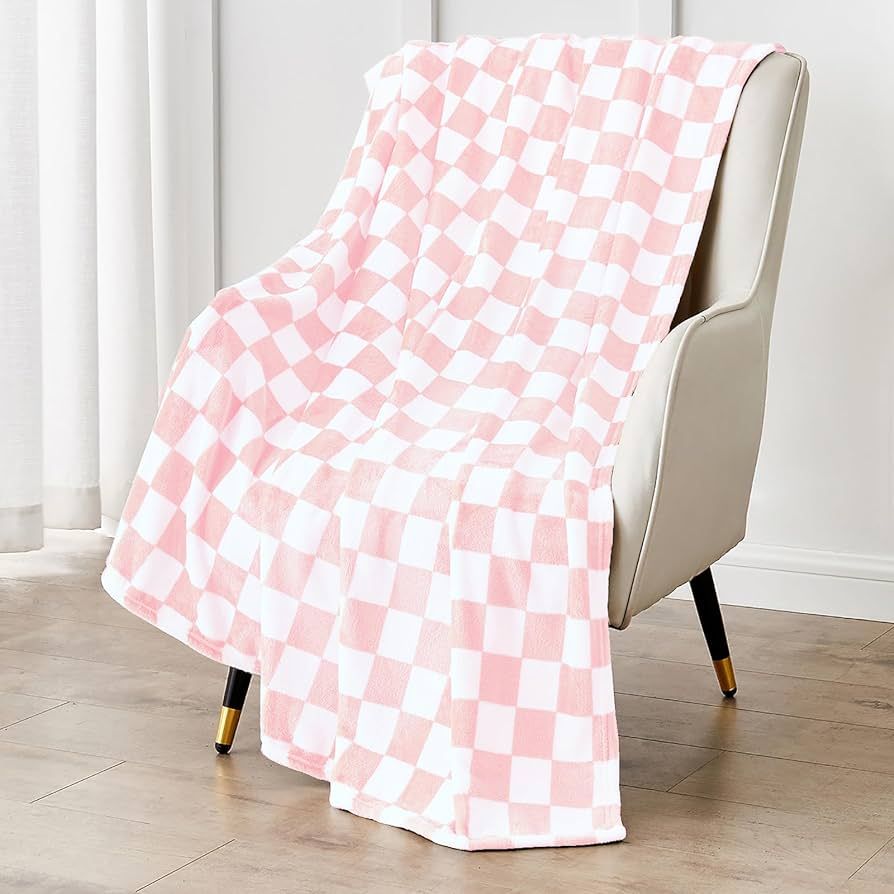 Edenleaf Pink Checkered Blanket, Ultra Soft Fleece Checkered Throw Blanket for Couch Bed and Trav... | Amazon (US)