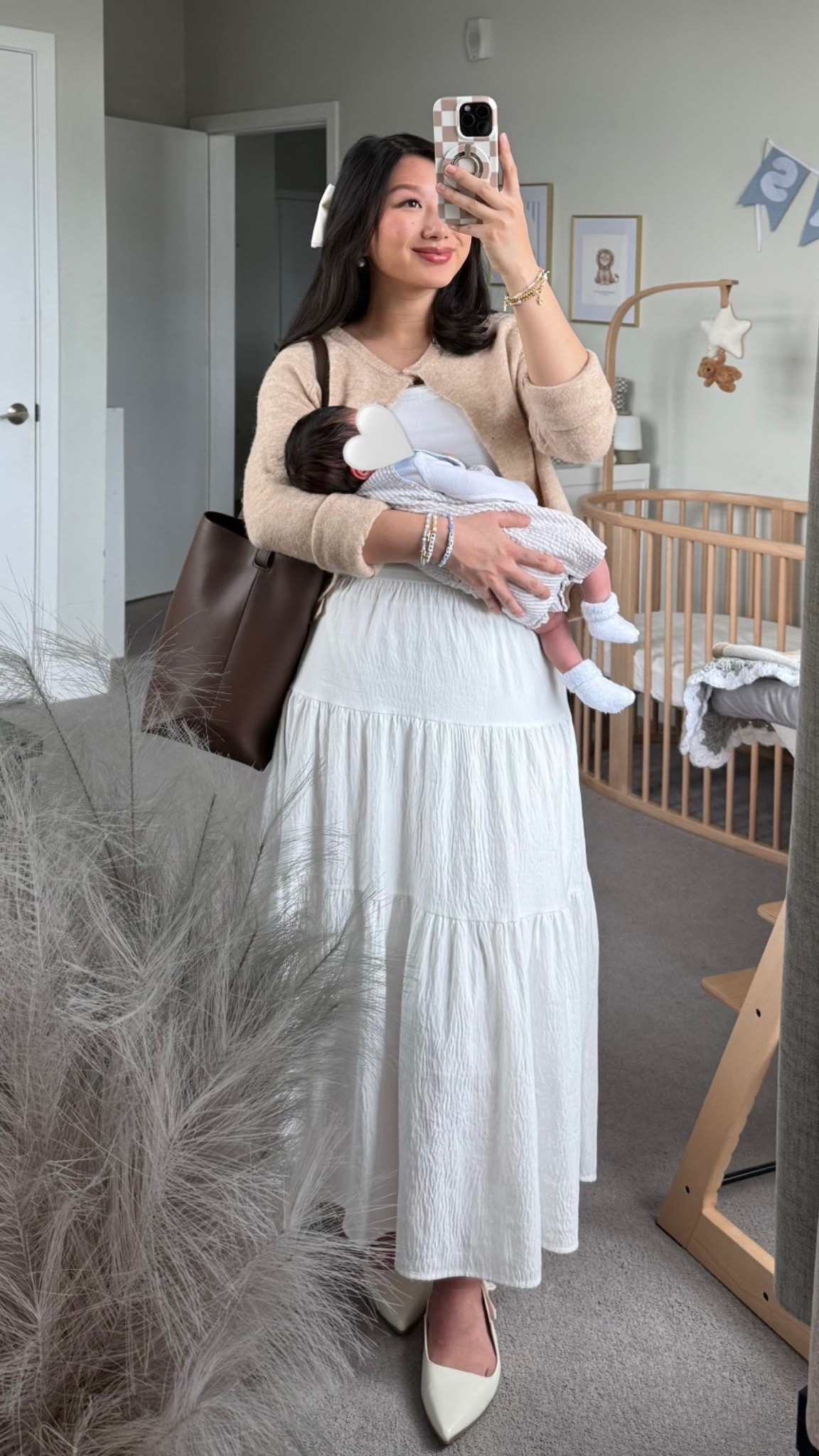 Skirt: size S (YesStyle code: VIVACIOUSHON)
Top + Cardigan: size XS
Flats: true to size

Matching outfit, mom outfit, Mother’s Day, ootd, first time mom

#LTKmomlife #LTKMothersDay #LTKdayinmylife