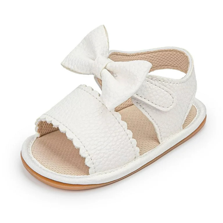 Meckior Baby Girls Sandals Rubber Sole Infant Flats Bowknot Shoes for First Walker 0-18 Months | Walmart (US)