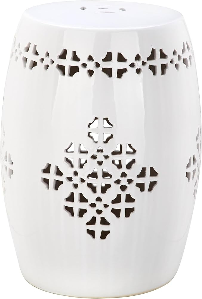 SAFAVIEH Home Collection Quatrefoil Antique White Ceramic Decorative Indoor/ Outdoor Garden Stool... | Amazon (US)