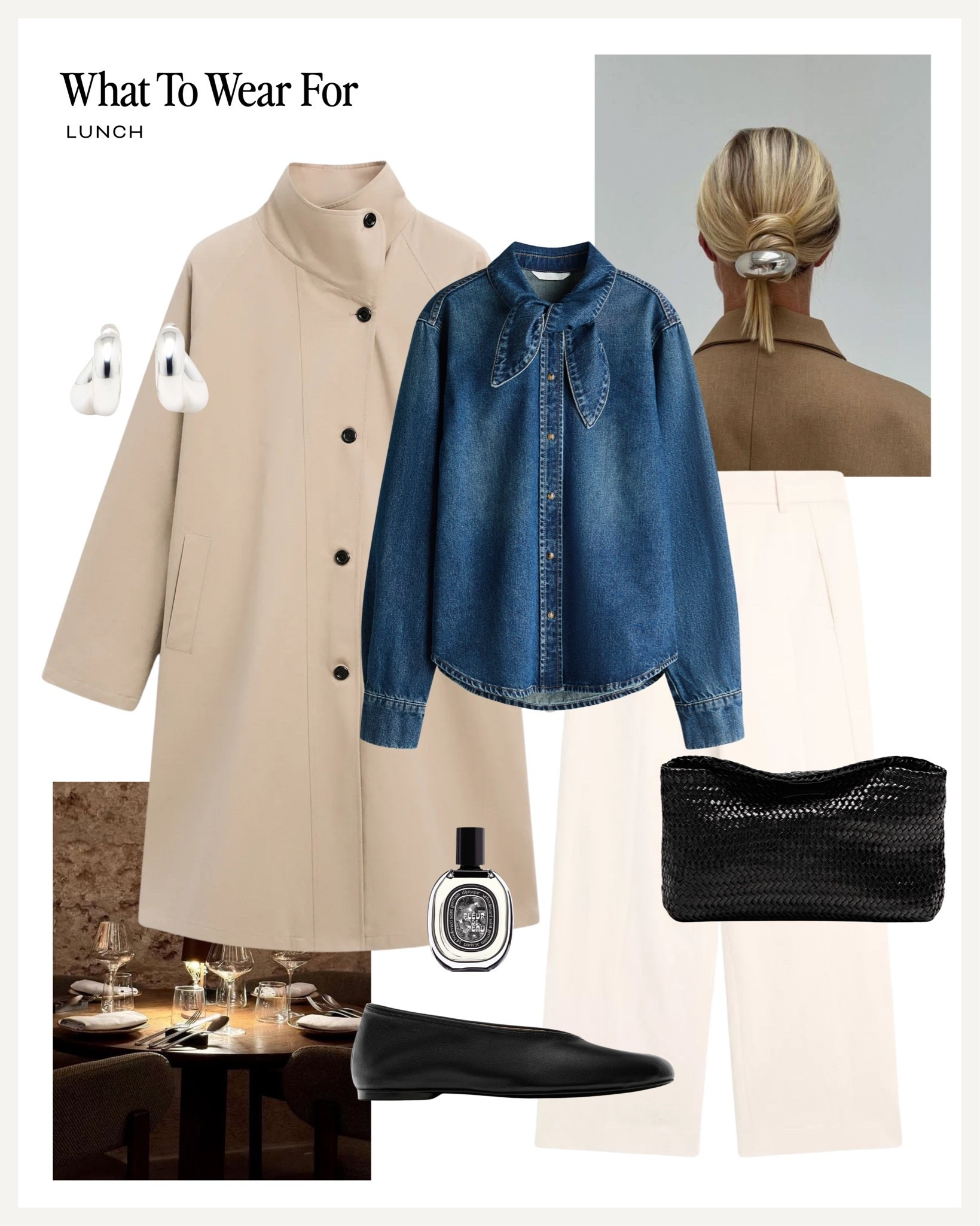 Lunch 🍝 

Rainy day summer outfit, trench coat, denim shirt, ballet pumps, effortless stile

#LTKsummer