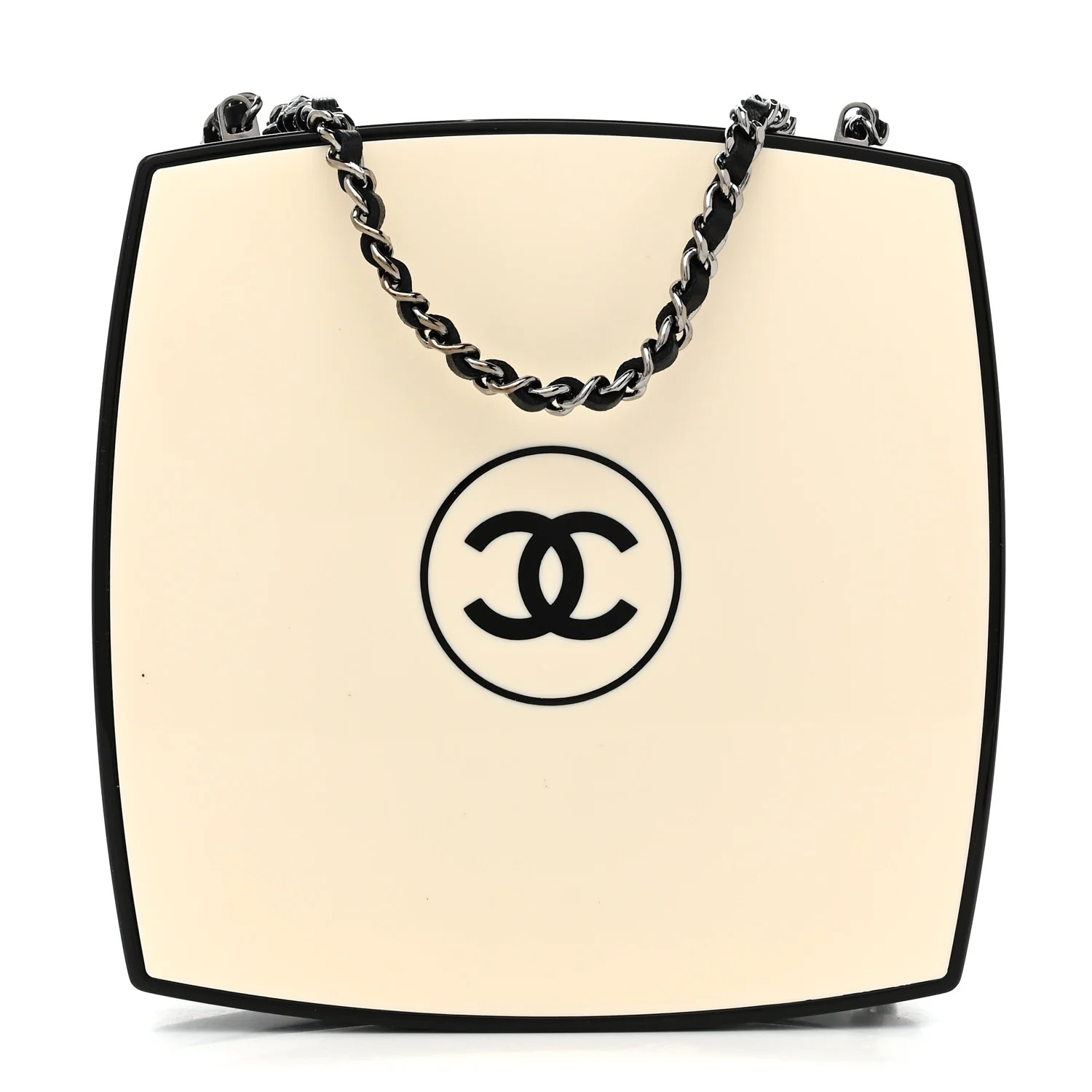 Plexiglass Compact Box Clutch Black Ivory | FASHIONPHILE (US)