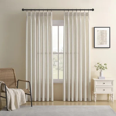 Pinch Pleated Light Filtering Linen Blended Curtains, Boho Back Tab Semi Sheer Drapes with Metal Rings and adjustable Hooks for Living Room Bedroom,2P | Wayfair North America