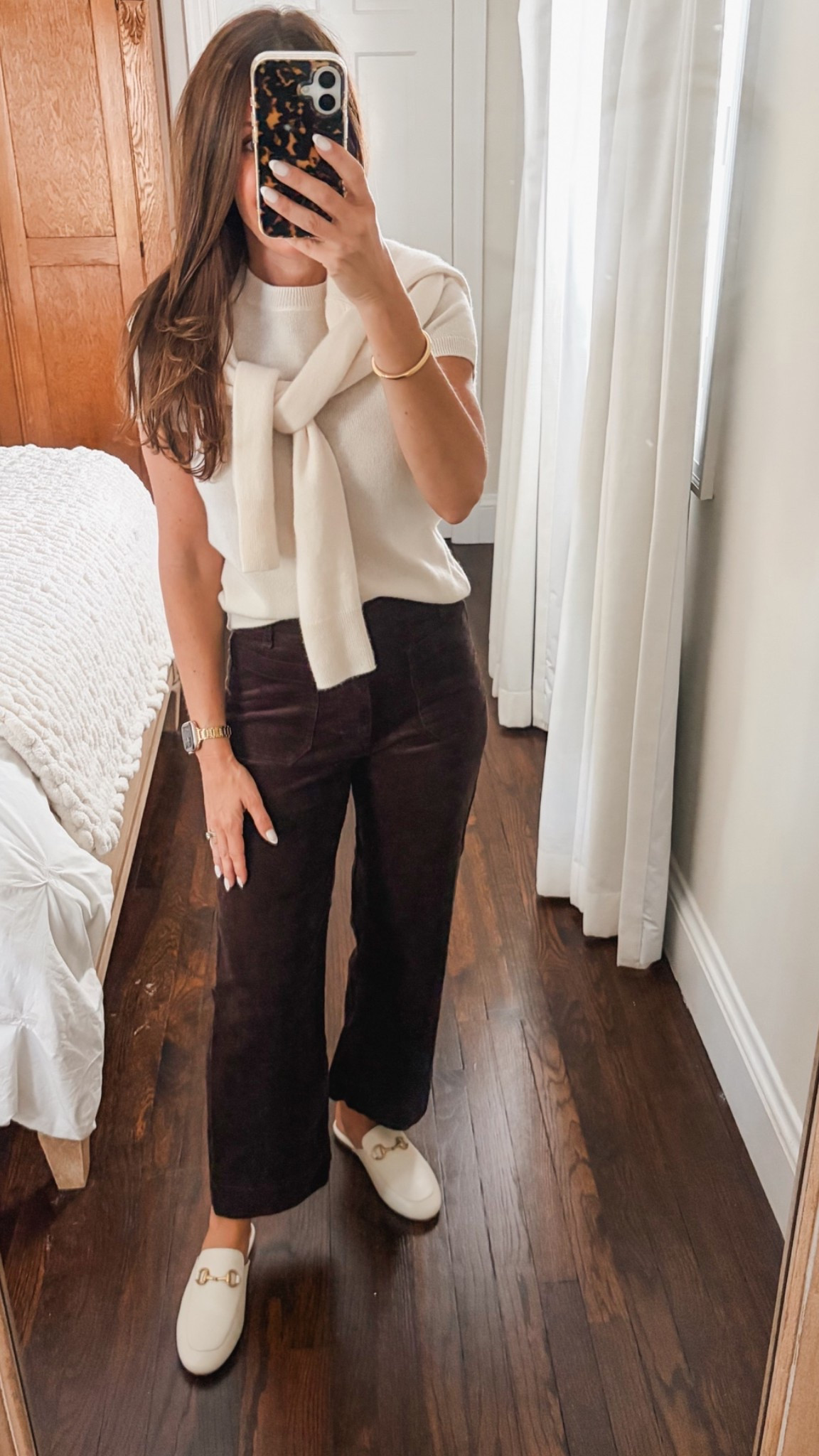 Transitional fall outfit from @Quince .  These brown corduroy cropped pants have a bit of stretch and are true to size.

#LTKOver40 #LTKPetite #LTKSeasonal