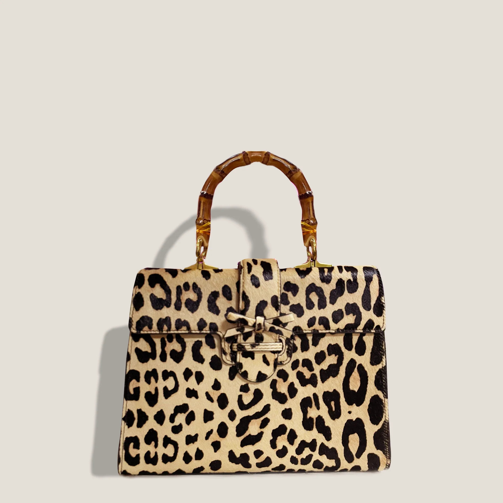 THE CARLTON BOW BAG 20cm - LEOPARD | MME.MINK