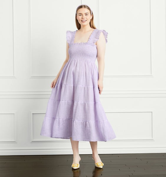 The Ellie Nap Dress - Lilac Stripe Linen | Hill House Home