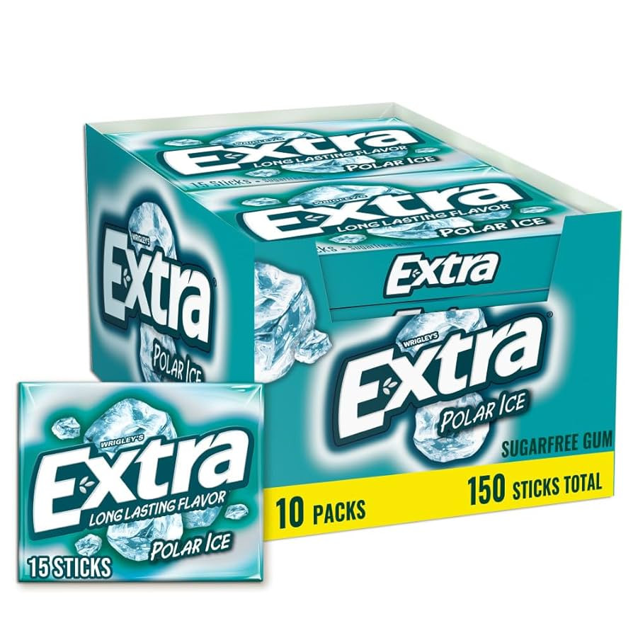 EXTRA Polar Ice Chewing Gum Packs, Sugar Free Gum in Bulk for Fresh Breath, 15 Sticks | Amazon (US)