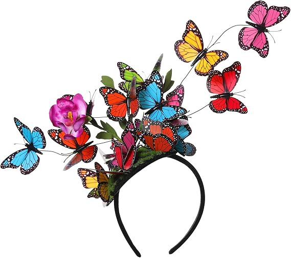 Coucoland Butterfly Fascinator Hat Monarch Butterfly Headband Crown Tea Party Halloween Costume Head | Amazon (US)